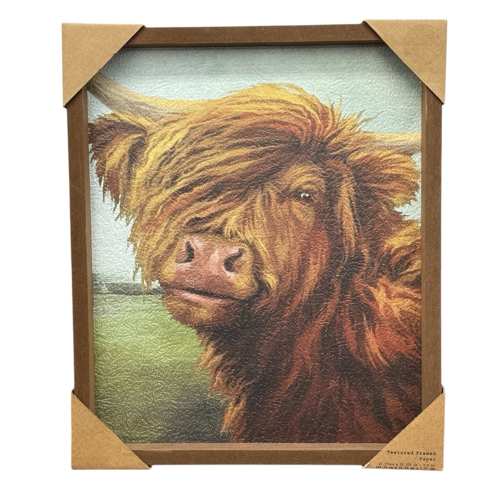 Highland Cow Textured Print Framed Wall Art